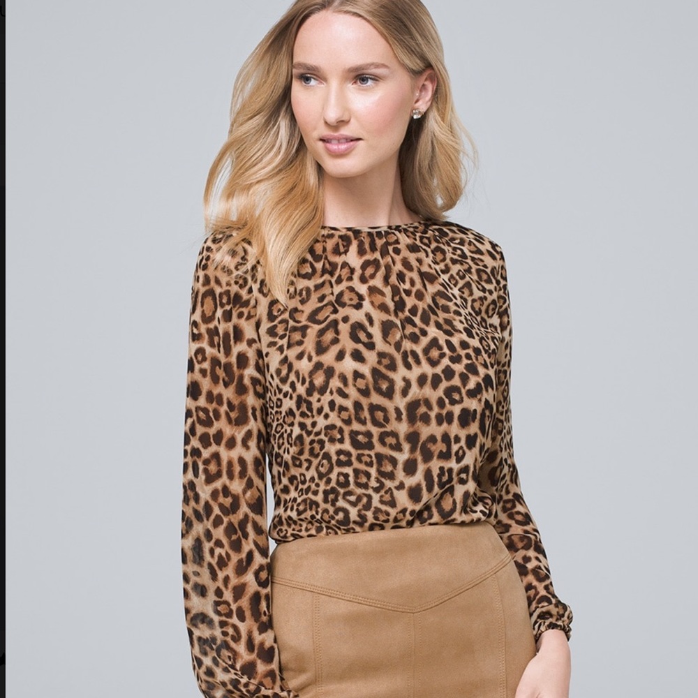 NWT White House Black Market leopard print top. Size 6.
